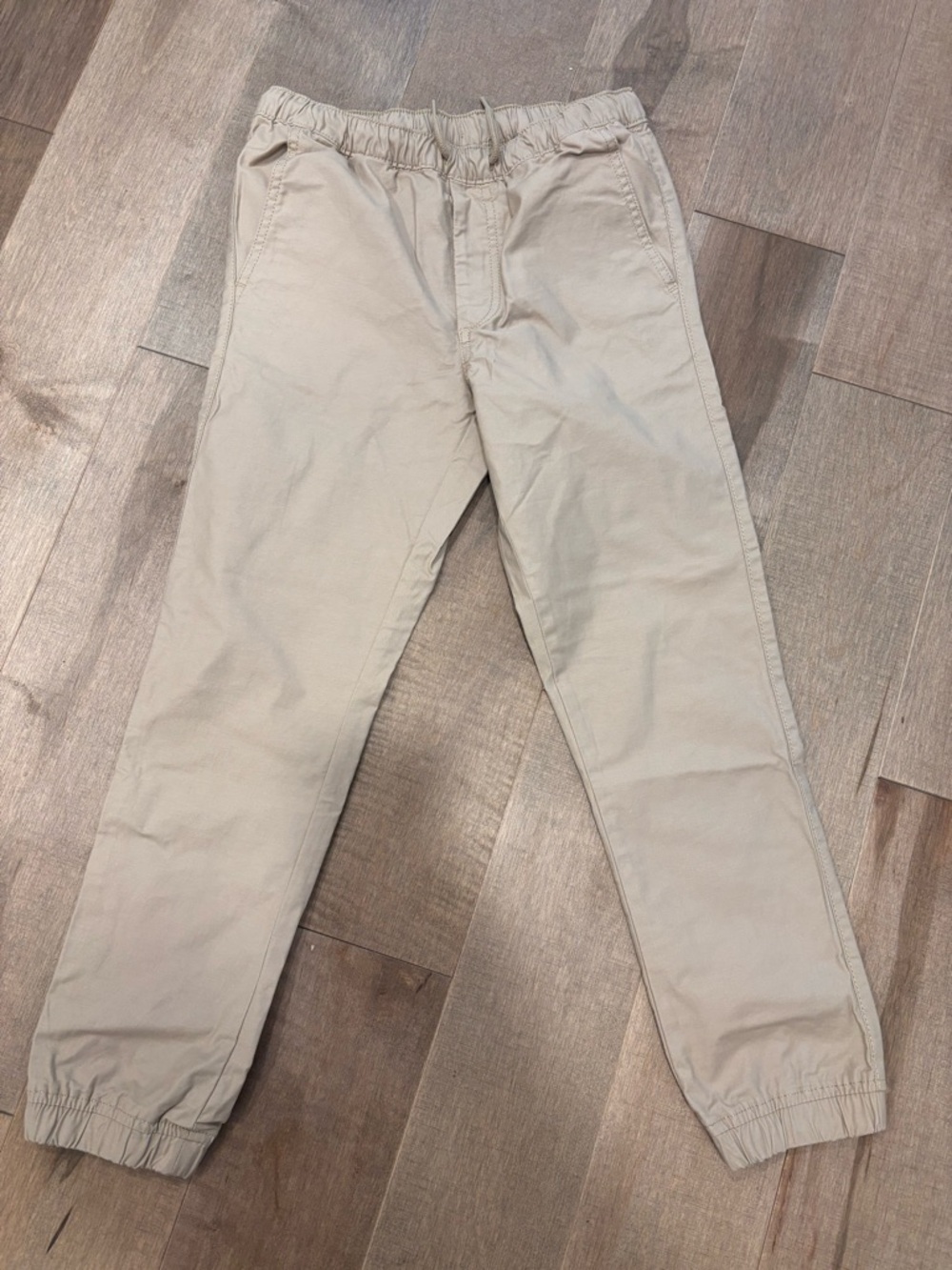 GAP Kids Beige Jogger Pants Size 12 Elastic Waist Drawstring Tapered EUC
